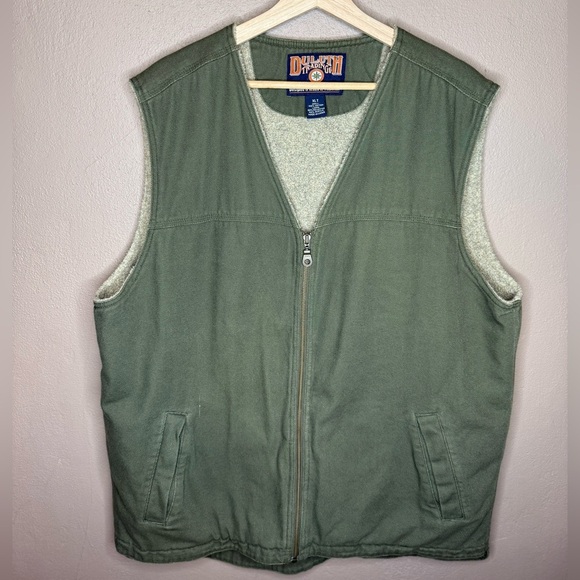 Vintage Duluth Trading Co Men's Green Zip Up Utility Vest Sherpa Lining XL Tall - Picture 2 of 16